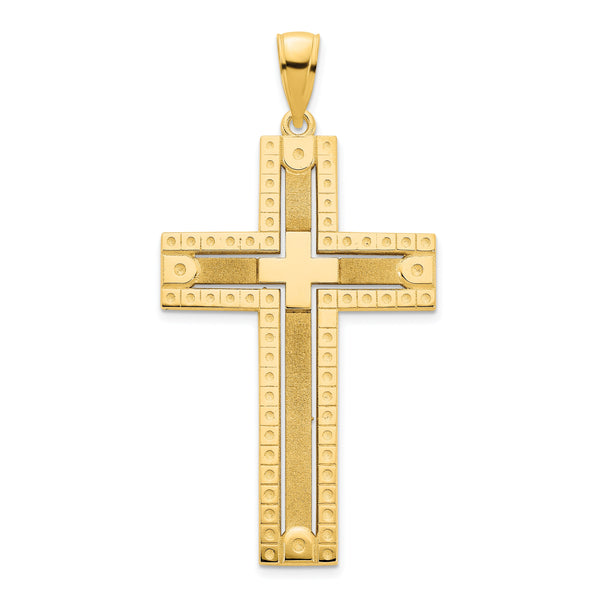 14k Fancy Sandblasted Cross Pendant