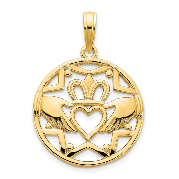 14k Claddagh Circle Pendant