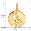 14k Polished Cut-out Deer Head Circle Pendant