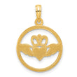 14k Polished Circle Claddagh Pendant