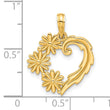 14k Polished Floral Heart Pendant
