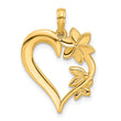 14k Polished Floral Heart Pendant