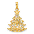 14k Polished Fancy Scrolled Christmas Tree Pendant