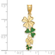 14k Polished with Green Enameled Clovers Pendant