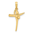 14k Polished Floral Cross Pendant