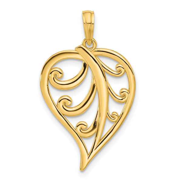 14k Polished Leaf Pendant