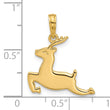 14K Polished Prancing Reindeer Charm