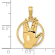 14K Polished Hand Gesture in Circle Charm
