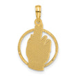 14k Polished Hand Gesture in Circle Charm