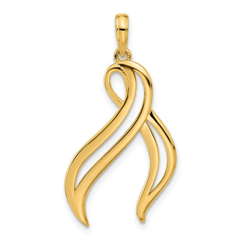 14k Polished Awareness Ribbon Pendant