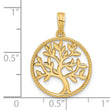 14K Polished  Circle with Tree Charm