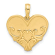 14K Polished and Brushed Fancy Heart Charm