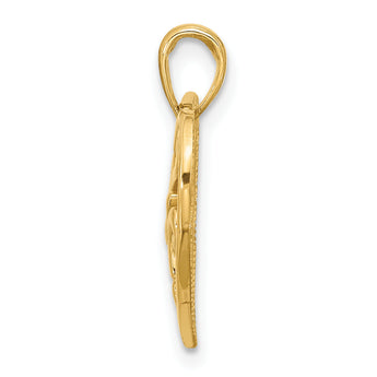 14K Polished Fancy Flower and Heart Charm