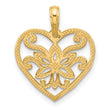 14K Polished Fancy Flower and Heart Charm