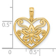 14K Polished Fancy Flower and Heart Charm
