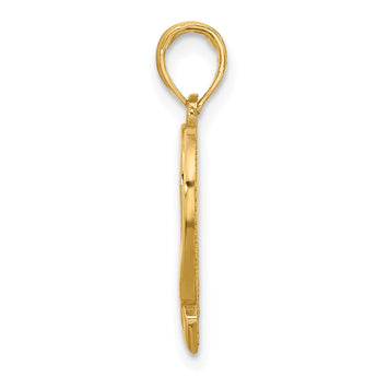 14K Polished Awareness Ribbon and Heart Charm