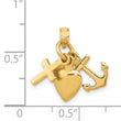 14K 3D Faith, Hope and Charity Charm