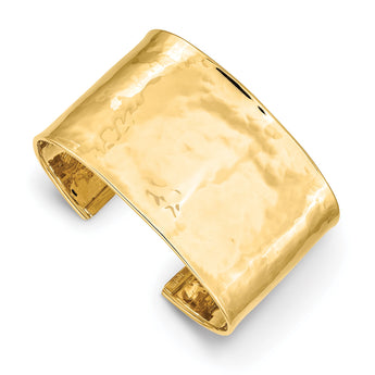 14k 37mm Hammered Polished Cuff Bangle - Birthstone Company