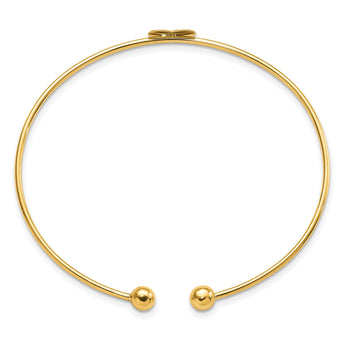 14K Polished Heart Flexible Bangle 7 in - Birthstone Company
