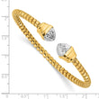 14K with Rhodium Diamond-cut Fancy Spiral Cuff Bracelet - Birthstone Company