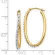14K Gold Diamond Fascination Oval Twist Hoop Earrings Polished, Elegant Design