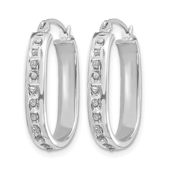 14K White Gold Diamond Hoop Earrings with Polished Rhodium Finish - Birthstone Company