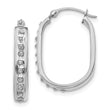 14K White Gold Diamond Hoop Earrings with Polished Rhodium Finish