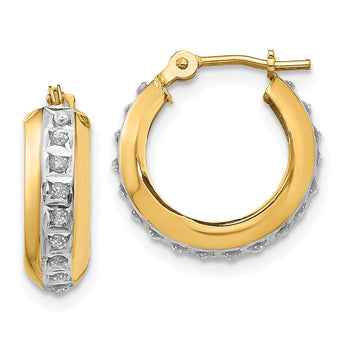 14K Gold Diamond Huggy Hoop Earrings with Polished Finish Elegant and Lightweight