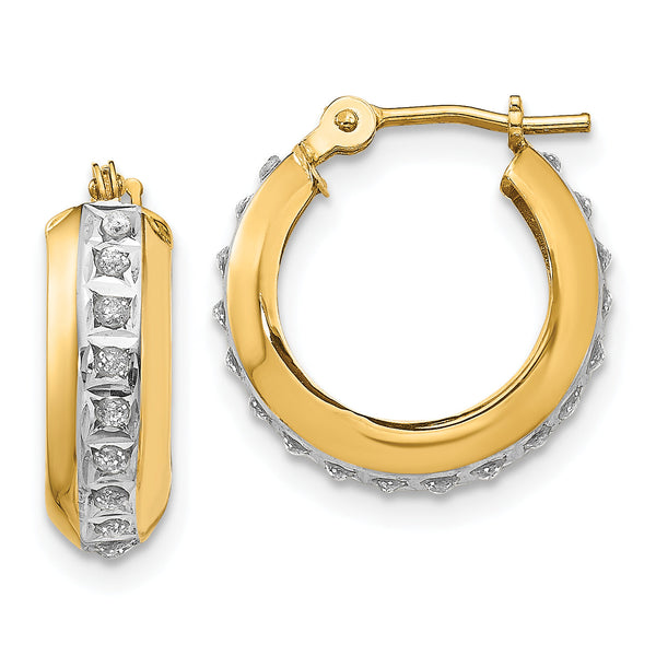14K Gold Diamond Huggy Hoop Earrings with Polished Finish Elegant and Lightweight
