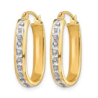 14K Gold Diamond-Accented Squared Hoop Earrings Polished & Lightweight Design - Birthstone Company
