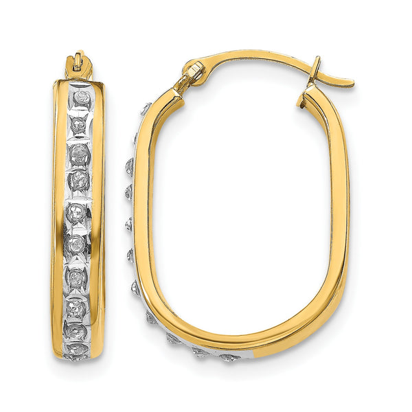 14K Gold Diamond-Accented Squared Hoop Earrings Polished & Lightweight Design - Birthstone Company