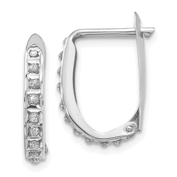14K White Gold Diamond Fascination J-Hoop Earrings with Polished Rhodium Finish