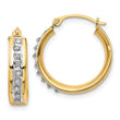 14K Gold Diamond Fascination Hoop Earrings with Polished Finish