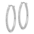 14K White Gold Diamond Hoop Earrings with Rhodium Finish Polished and Elegant