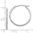 14K White Gold Diamond Hoop Earrings with Rhodium Finish Polished and Elegant