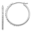 14K White Gold Diamond Hoop Earrings with Rhodium Finish Polished and Elegant