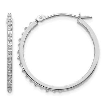 14K White Gold Diamond Hoop Earrings with Rhodium Finish Polished and Elegant - Birthstone Company