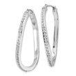 14K White Gold Diamond-Accented Oval Twist Hoop Earrings Polished - Birthstone Company