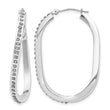14K White Gold Diamond-Accented Oval Twist Hoop Earrings Polished - Birthstone Company
