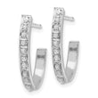 14K White Gold Diamond Accent J-Hoop Earrings with Rhodium Finish