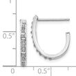 14K White Gold Diamond Accent J-Hoop Earrings with Rhodium Finish