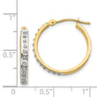 14K Gold Diamond Hoop Earrings with Polished Finish, 21mm Elegant Design