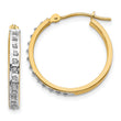 14K Gold Diamond Hoop Earrings with Polished Finish, 21mm Elegant Design