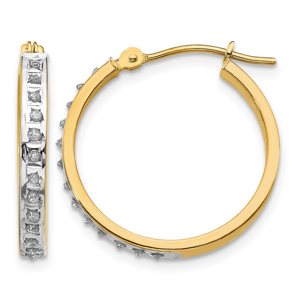 14K Gold Diamond Hoop Earrings with Polished Finish, 21mm Elegant Design - Birthstone Company