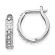 14K White Gold Diamond Hinged Hoop Earrings with Polished Rhodium Finish