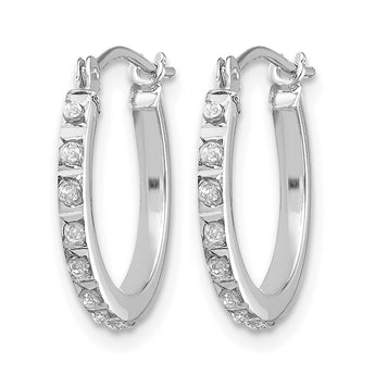 14K White Gold Diamond Hoop Earrings with Polished Rhodium Finish - Birthstone Company