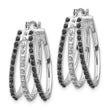 14K White Gold Diamond Fascination Black & White Triple Oval Hoop Earrings - Birthstone Company