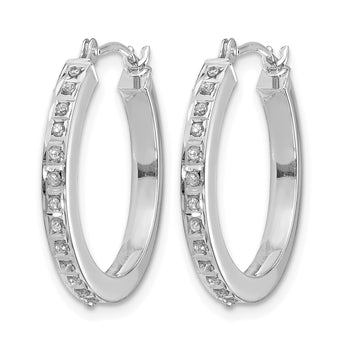 14K White Gold Diamond Hoop Earrings with Polished Rhodium Finish - Birthstone Company