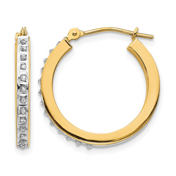 14K Gold Diamond Accent Hoop Earrings with Polished Finish 21mm - Birthstone Company