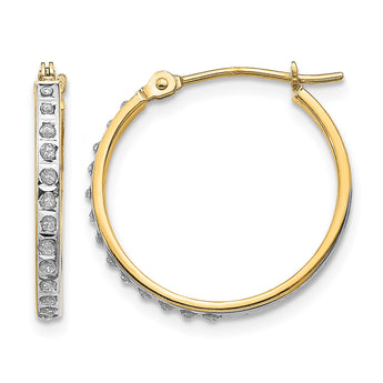 14K Gold Diamond Fascination Hoop Earrings with Polished Finish - Birthstone Company